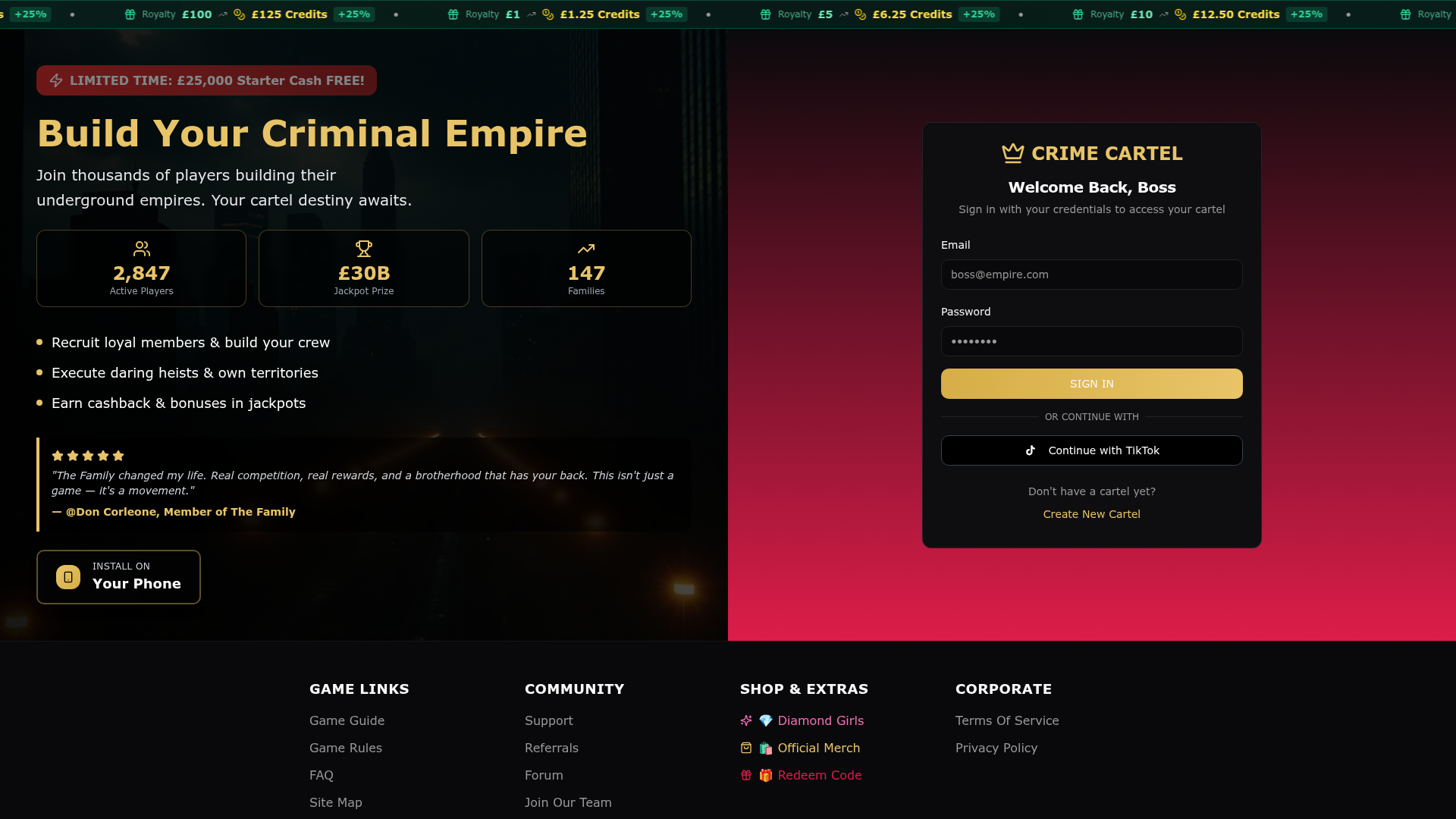 CrimeCartel.com website preview