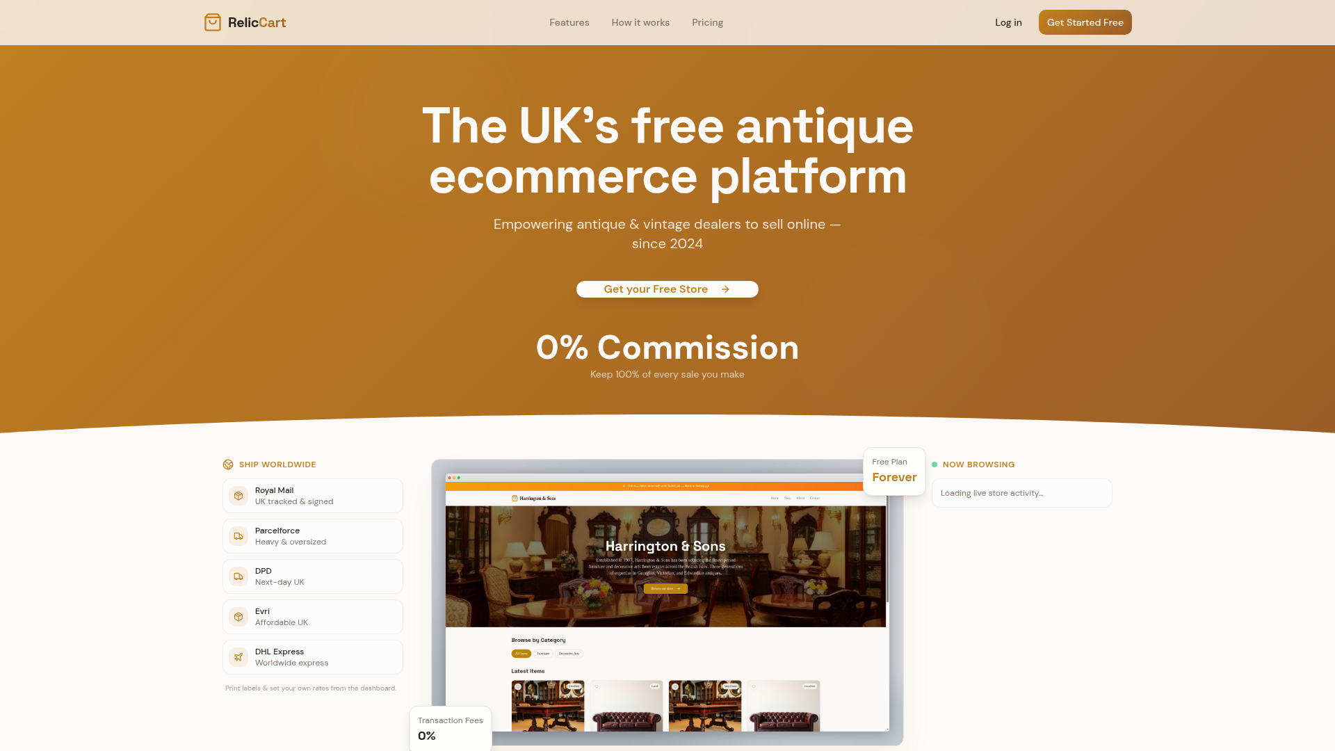 RelicCart.com website preview
